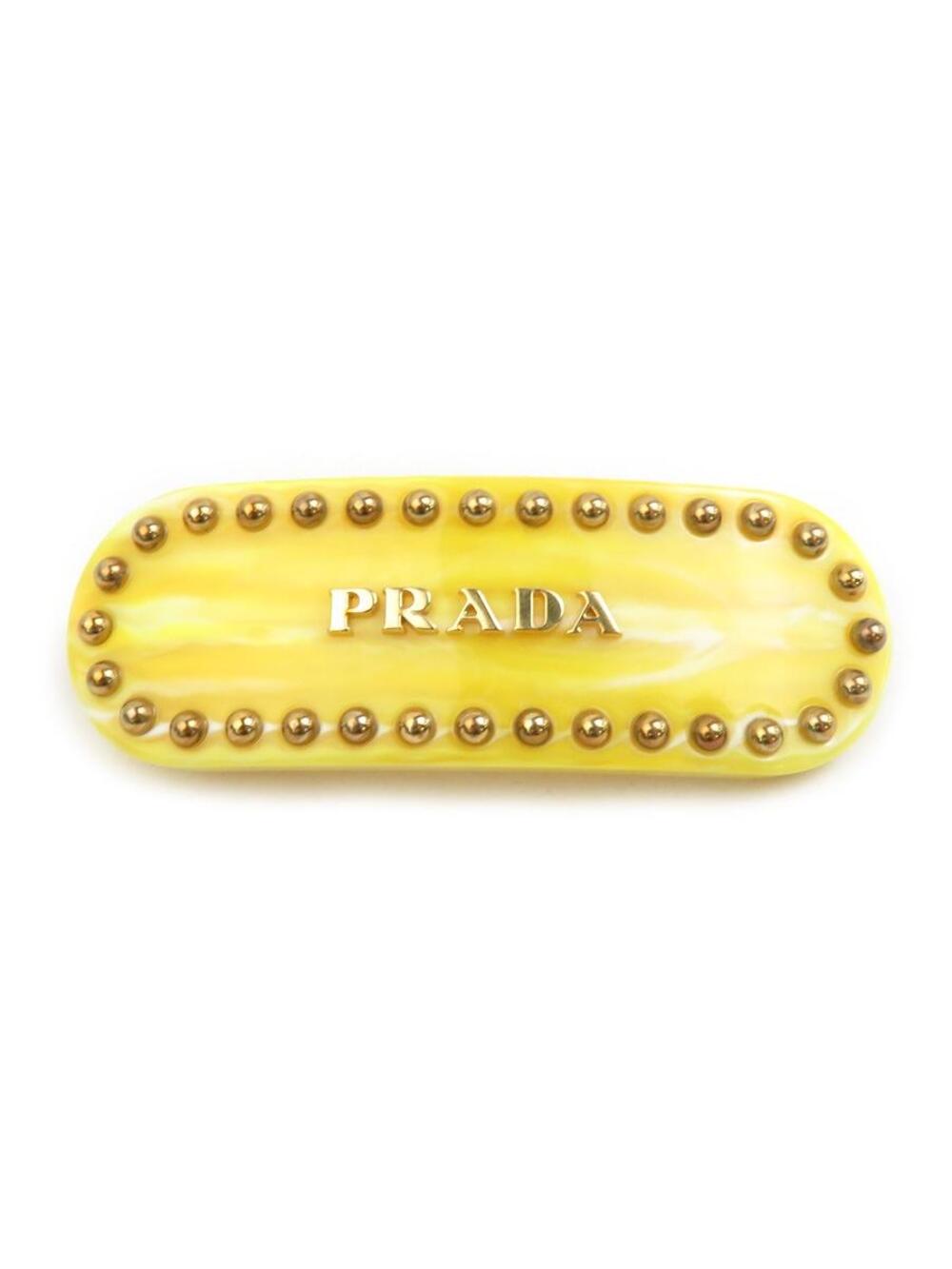 Auth Prada Barrette Hair Clip Yellow #358672P25B